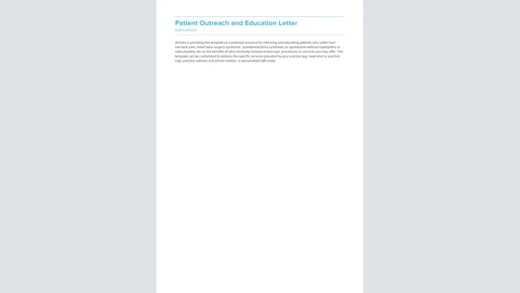 Patient Outreach and Education Letter - Chronic Back Pain