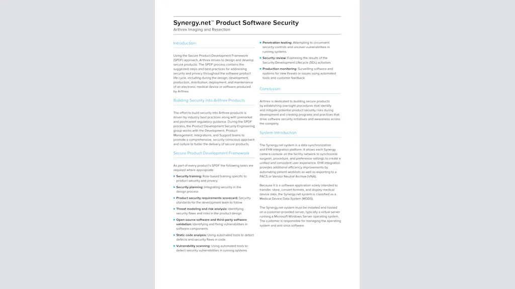 Synergy.net™ Product Software Security