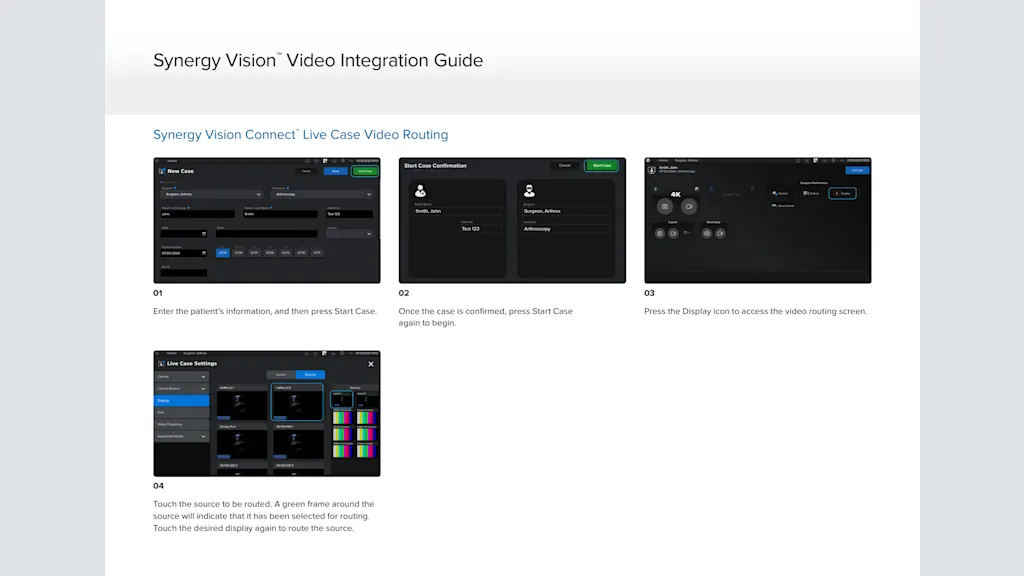Synergy Vision™ Video Integration Guide
