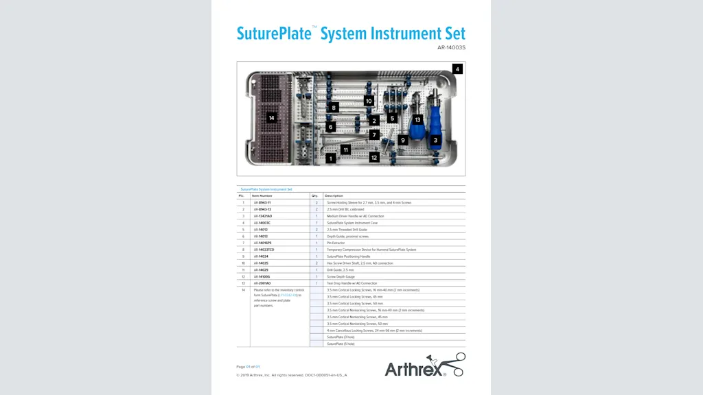 SuturePlate™ System Instrument Set (AR-14003S)