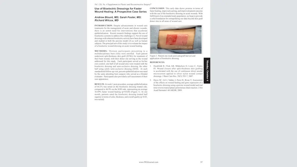 Use of Bioelectric Dressings for Faster Wound Healing: A Prospective Case Series
