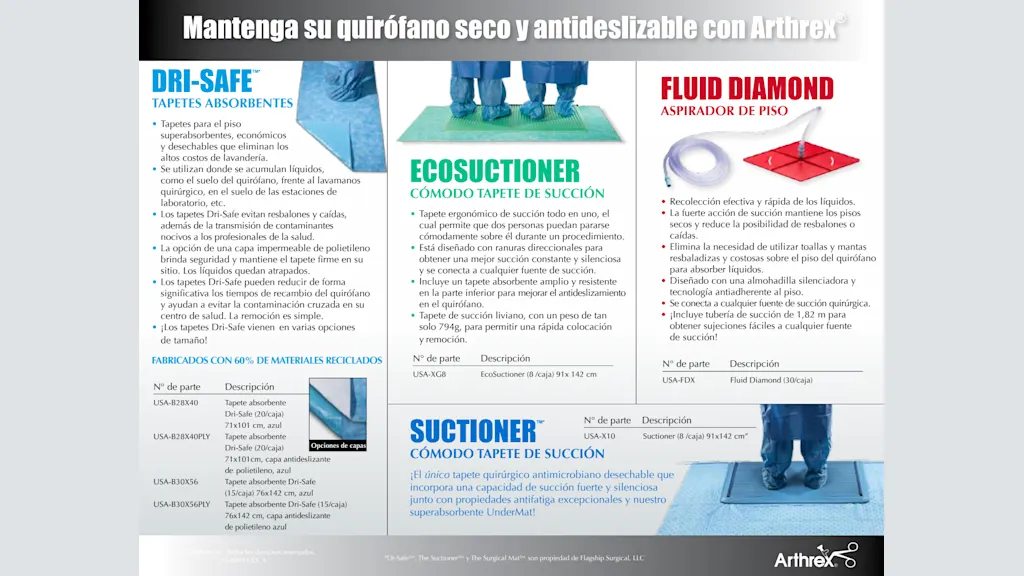Mantenga su quirófano seco y antideslizable con Arthrex®