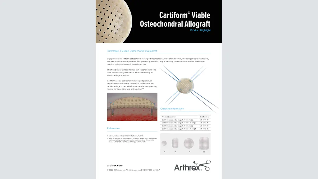 Cartiform® Viable Osteochondral Allograft