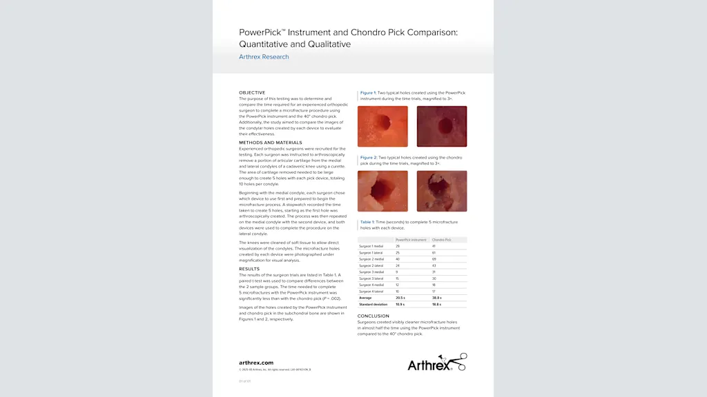 PowerPick™ Instrument and Chondro Pick Comparison: Quantitative and Qualitative
