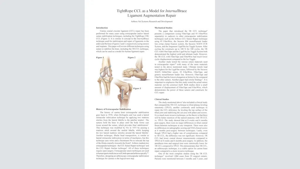 TightRope CCL as a Model for InternalBrace Ligament Augmentation Repair
