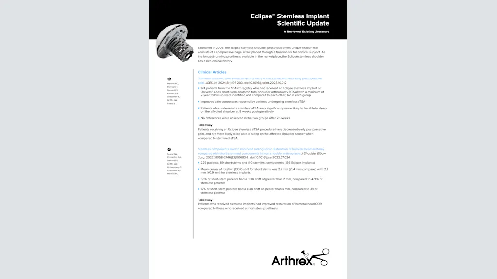 Eclipse™ Stemless Implant Scientific Update - A Review of Existing Literature