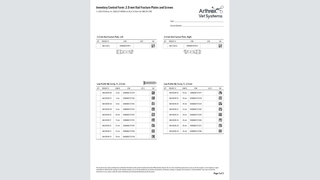 2.0 mm Ilial Fracture Plates and Screws