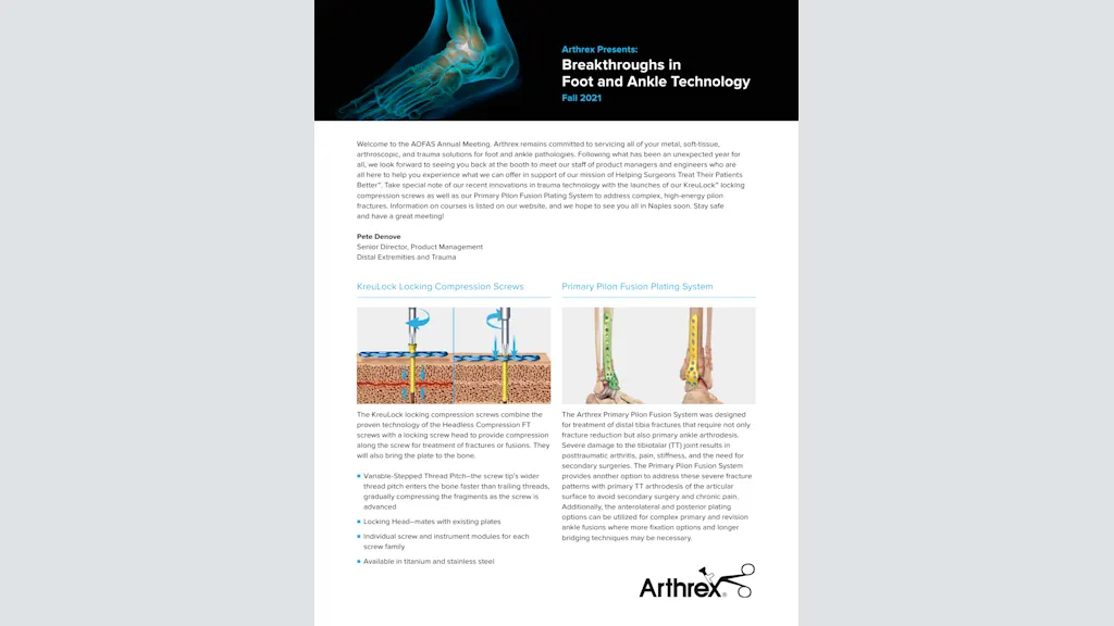 Breakthroughs in Foot and Ankle Technology Fall 2021