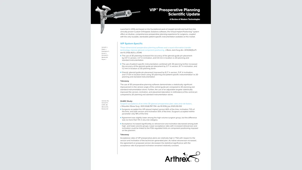 VIP™ Preoperative Planning Scientific Update