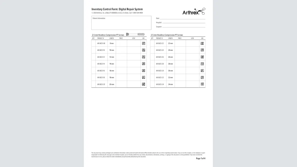 Inventory Control Form: Digital Repair System