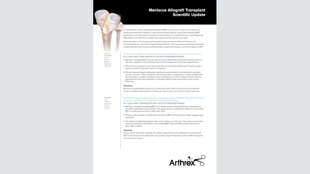Meniscus Allograft Transplant Scientific Update