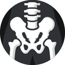 A basic white outline of hip bones.